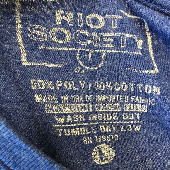 Riot Society Men's Unisex Blue Graphic Tee T-shirt Large Indian Chief Comfot - Picture 8 of 9